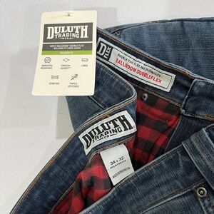 NWT Duluth Mens Ballroom Double Flex Flannel Lined Jeans 34x32 Blue Standard Fit